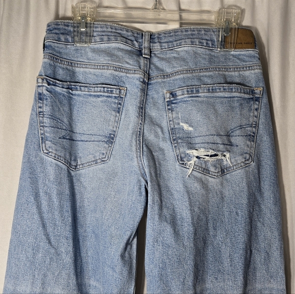 American Eagle Low Rise Baggy Wide Leg Jeans Distressed Sz 2 - Picture 10 of 13